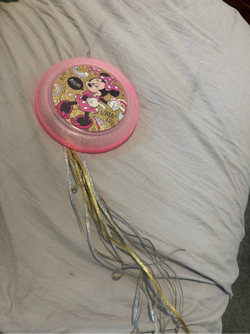 Disney Minnie Mouse Pink and Gold Ribbon frisbee disc toy